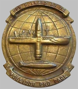USS HOLLAND ship's emblem in brass